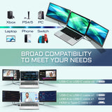 Teamgee 14" Portable Monitor, FHD IPS Laptop Screen Extender with 90° Foldable Stand/Dual Speakers, HDMI/USB-A/Type-C Plug and Play for 13”-17” Laptops Remote Work, Fits Wins, Mac, Chrome, Switch