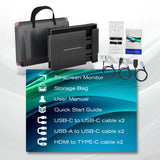 Teamgee 14" Portable Monitor, FHD IPS Laptop Screen Extender with 90° Foldable Stand/Dual Speakers, HDMI/USB-A/Type-C Plug and Play for 13”-17” Laptops Remote Work, Fits Wins, Mac, Chrome, Switch