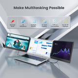 Teamgee Portable Monitor for Laptop, 14” FHD 1080P IPS Laptop Screen Extender with Build-in Stand/Dual Speakers, HDMI/USB-A/Type-C Plug and Play Display for 13”-17” Laptops (Mac, Wins, Android, Dex)